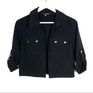 Sharagano open front lightweight black convertible sleeve jacket size 6 B179